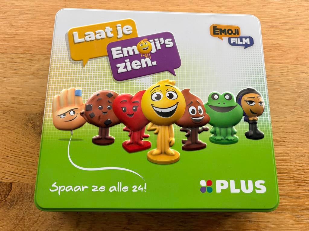 Blik met 24 Emoji figuurtjes, Verzamelen, Supermarktacties, Plus, Ophalen of Verzenden