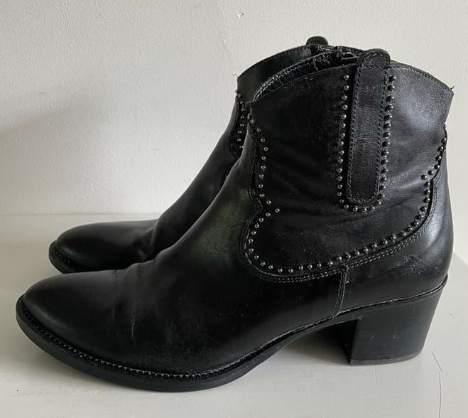 Irony zwart leren dames laarzen met studs - Maat 41, Zwart, Lage of Enkellaarzen, Ophalen of Verzenden, Zo goed als nieuw