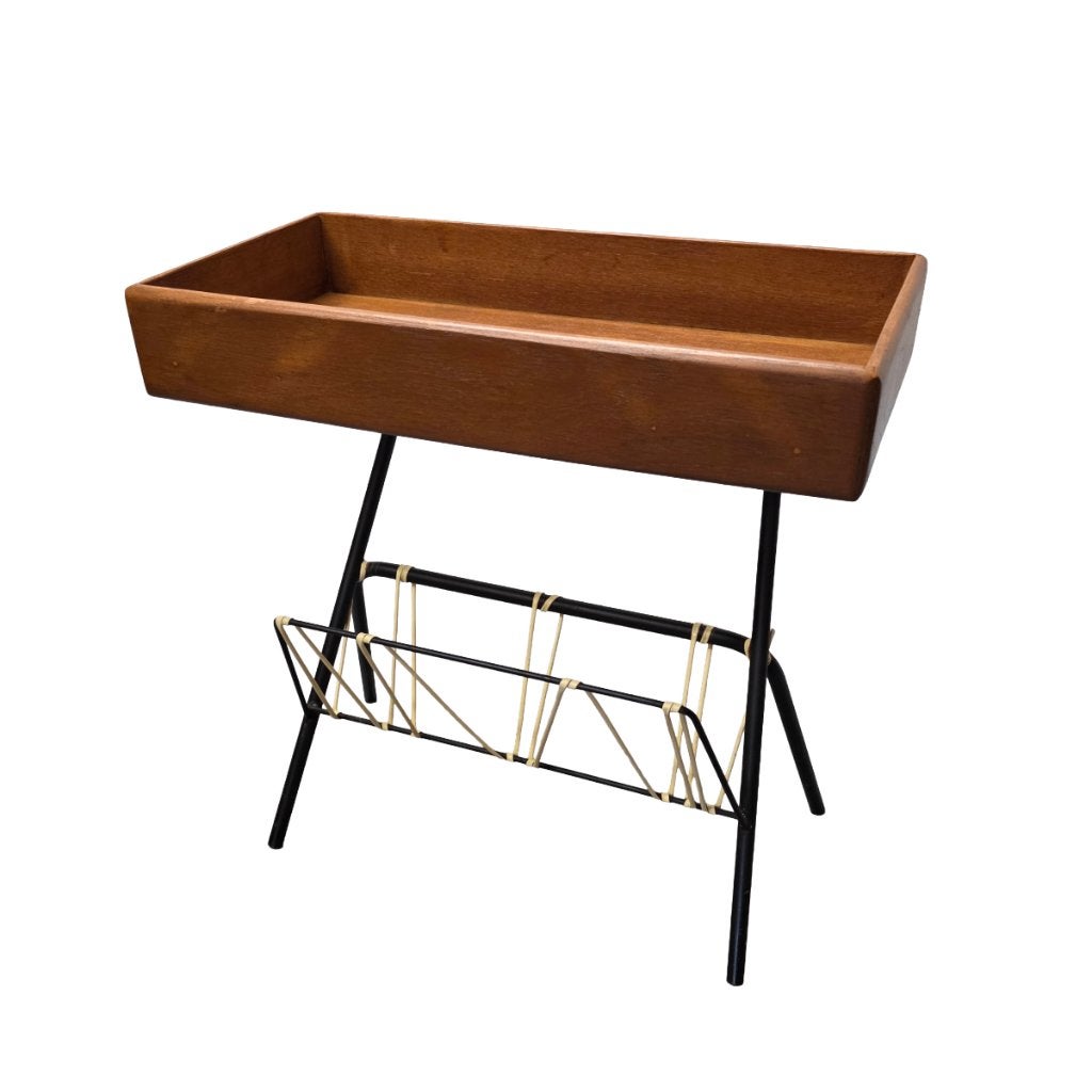 Vintage bijzettafel met lectuurhouder, Huis en Inrichting, Ophalen, Gebruikt