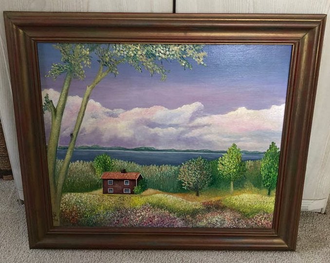 Landschap schilderijen (2 stuks) - Afm 50x60cm, Ophalen, Doek, Origineel werk, Landschap