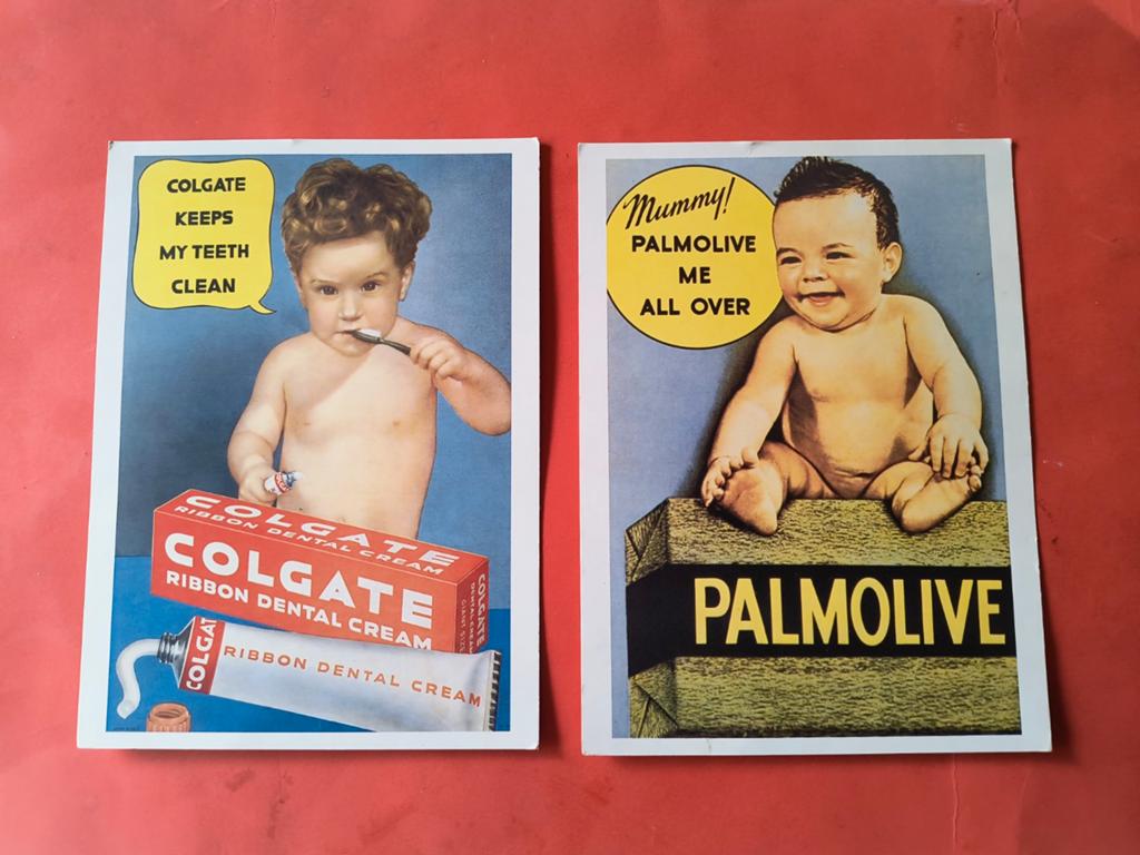 2 Vintage Colgate & Palmolive (20 x 14,5 cm) adv. Kaarten, Ophalen of Verzenden