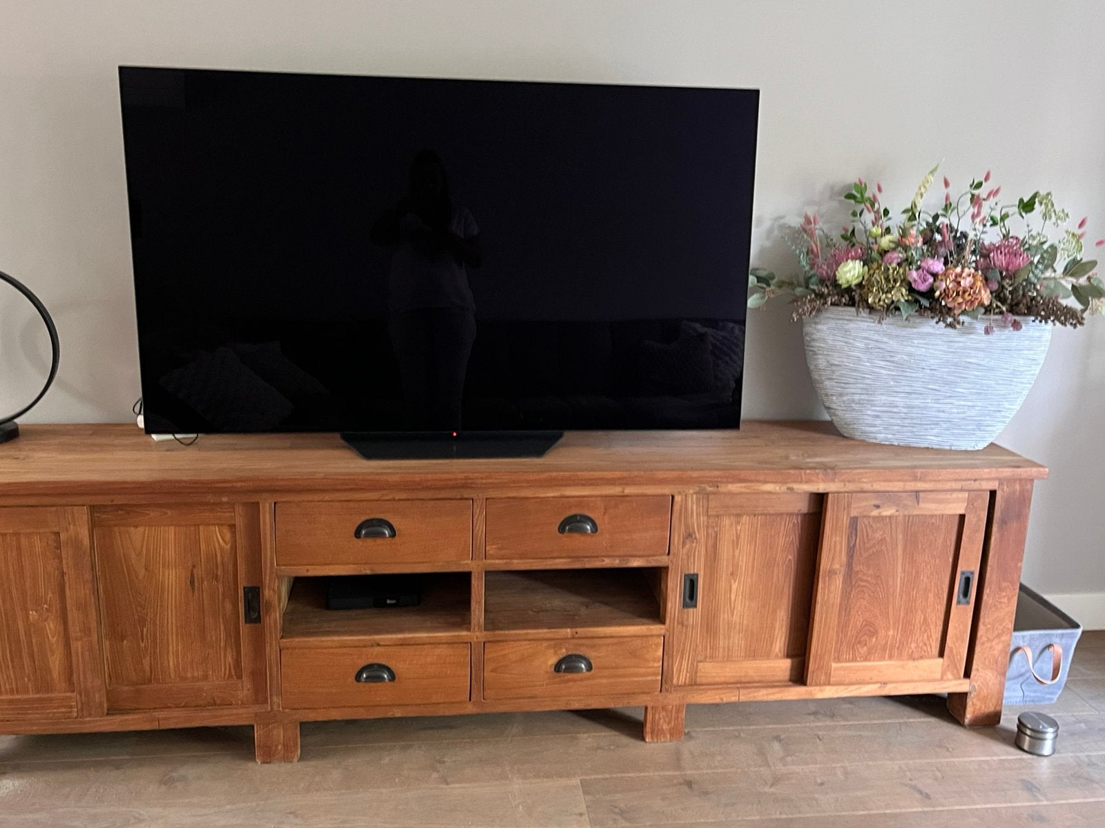Super gave, massief teakhouten dressoir., Ophalen, Zo goed als nieuw, 200 cm of meer, Minder dan 100 cm