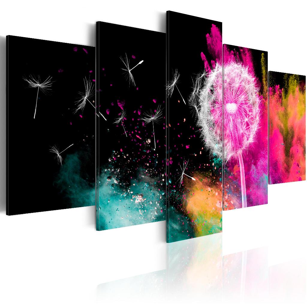 156 Colors Bloem 5 Luik Canvas Schilderij 200x100 in 2 maten, Ophalen of Verzenden, Nieuw, 125 cm of meer, Schilderij