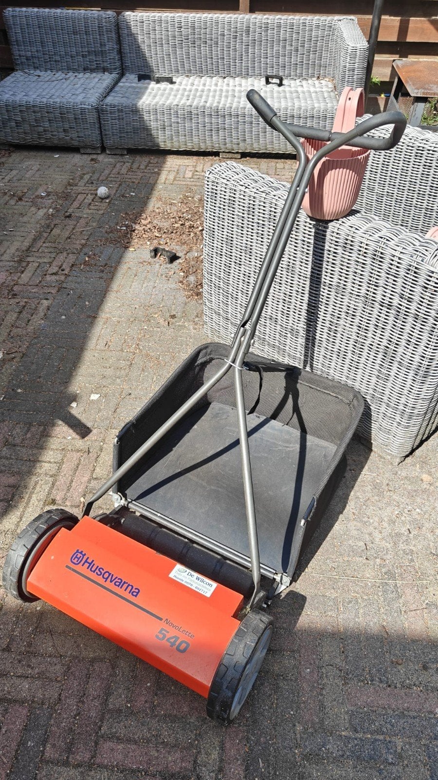 Husqvarna NovoLette handgrasmaaier met opvangbak 40 cm, Tuin en Terras, Grasmaaiers, Ophalen, Gebruikt, Handgrasmaaier, Opvangbak