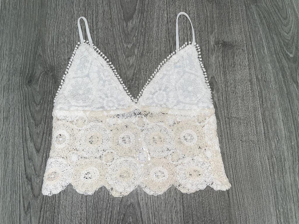 Zara gebroken wit kante top bralette mt S, Ophalen of Verzenden, Zo goed als nieuw, Wit, Zara