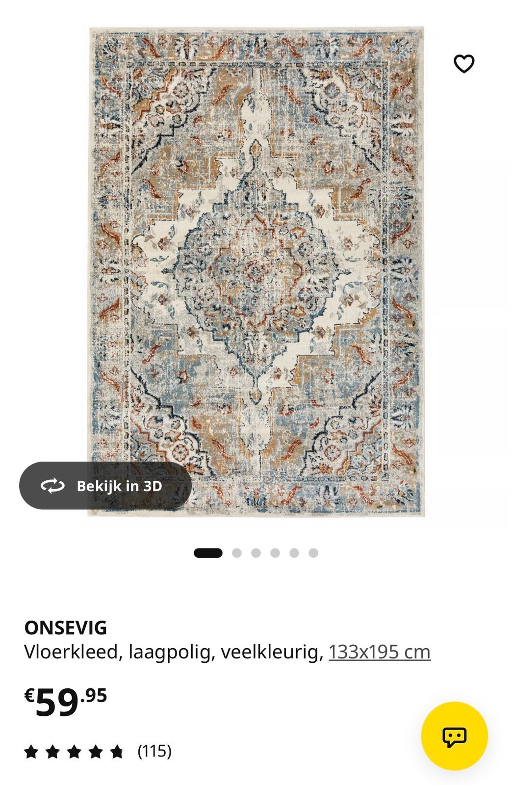 IKEA ONSEVIG vloerkleed – Veelkeurig – 133 x 195 cm, Ophalen, 100 tot 150 cm, Zo goed als nieuw, 150 tot 200 cm