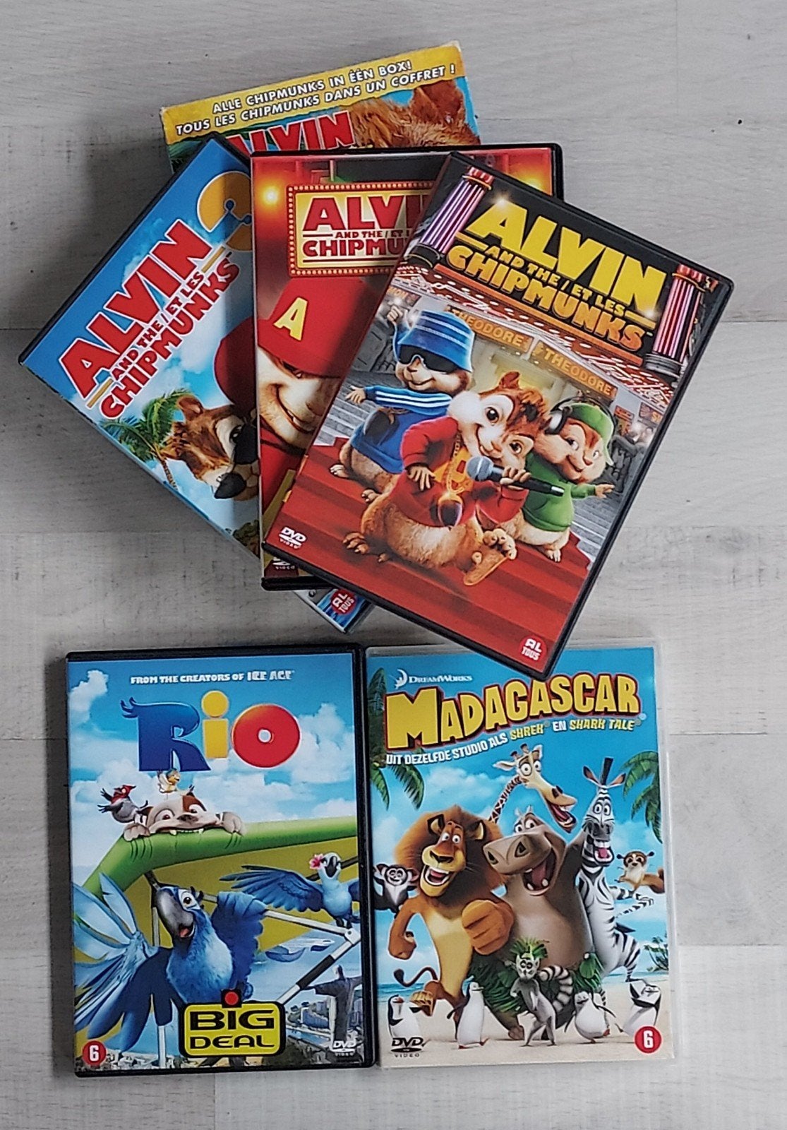 Alvin en de Chipmunks & Rio & Madagascar DVD's, Gebruikt, Ophalen of Verzenden, Komedie, Vanaf 6 jaar
