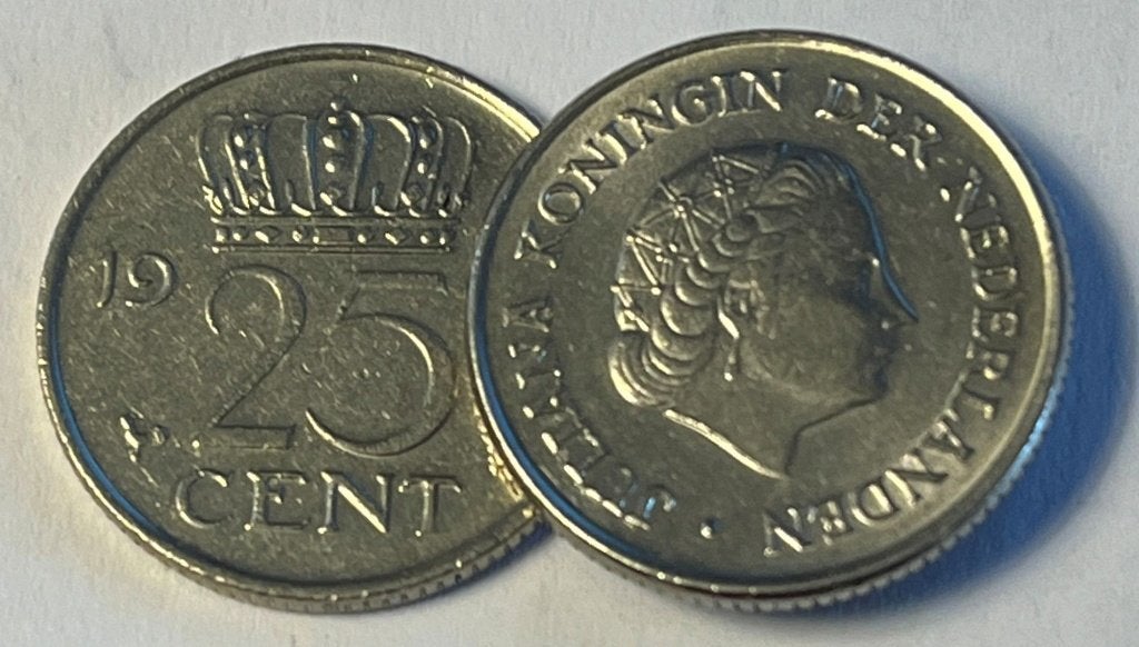 Setje van 6 kwartjes Juliana '54 -'56-'57-'60-'61+ unc'74, Postzegels en Munten, Munten | Nederland, Verzenden, Koningin Juliana