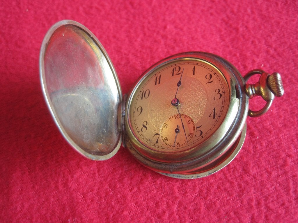 Antiek verguld zakhorloge., Overige merken, Overige materialen, Zakhorloge, Verguld