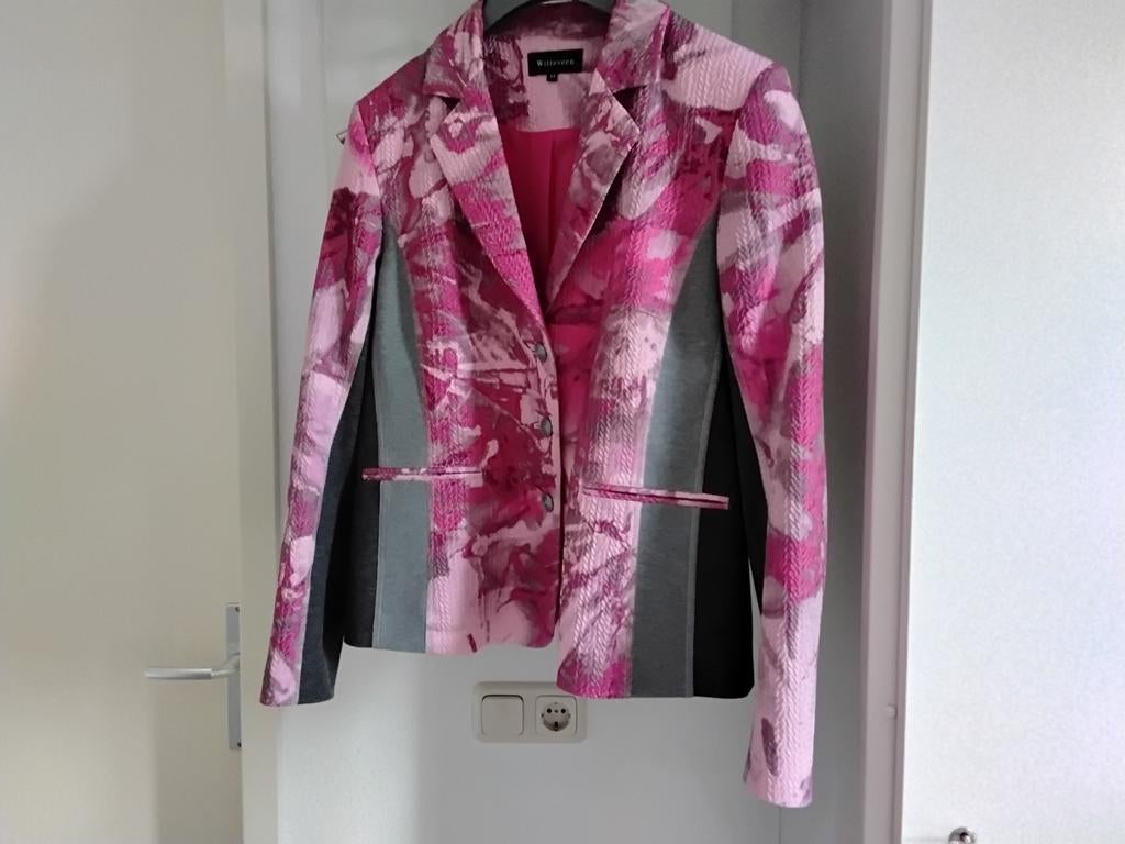 Witteveen Damesblazer Maat 44 - Roze/Grijs Patroon, Kleding | Dames, Maat 42/44 (L), Ophalen of Verzenden, Zo goed als nieuw, Witteveen