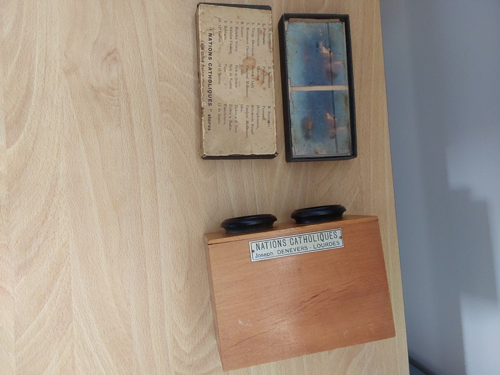 Antieke Stereoscoop met Lourdes Diaserie, Ophalen of Verzenden