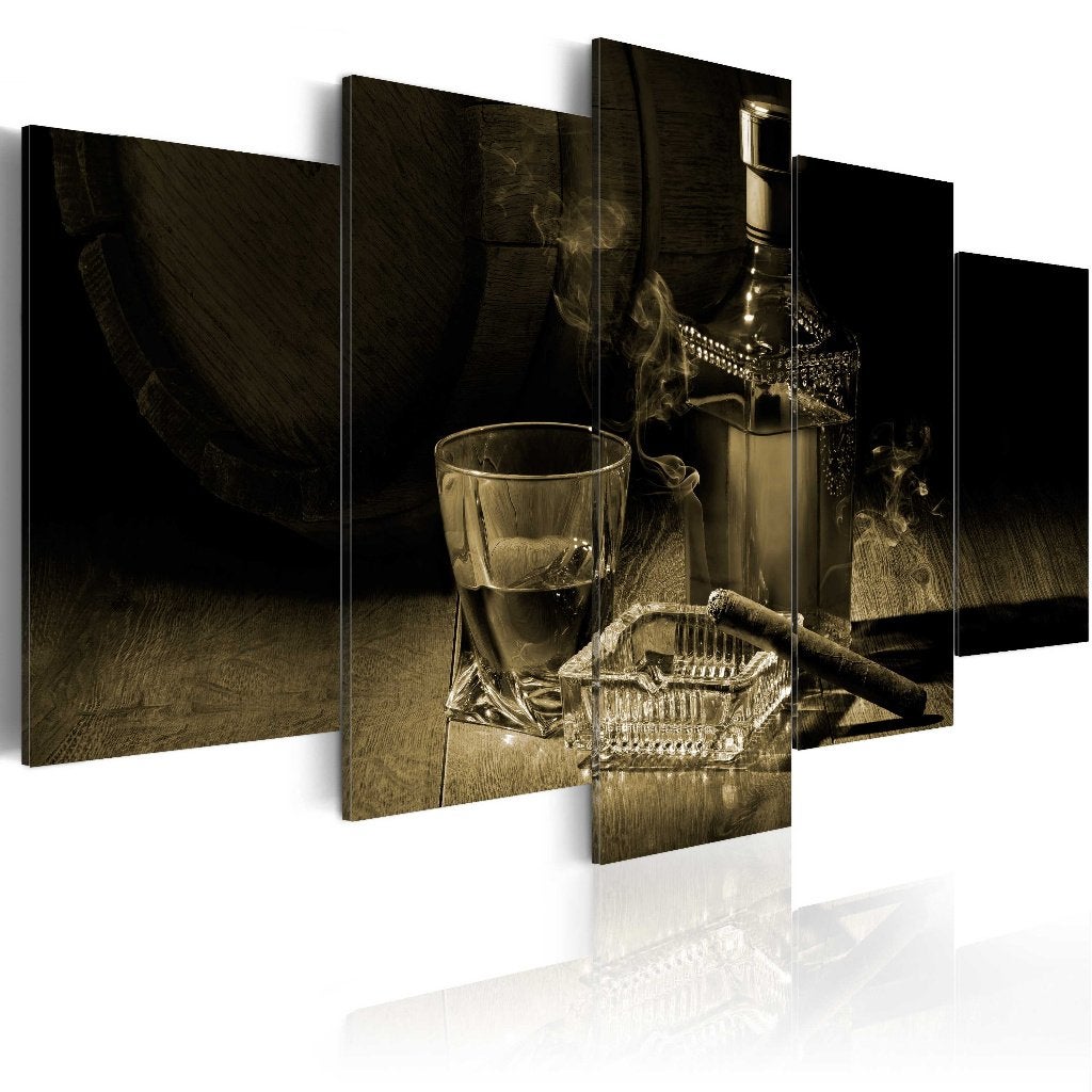 938 Sigaar Whiskey 5 Luik Canvas Schilderij 200x100cm, Ophalen of Verzenden