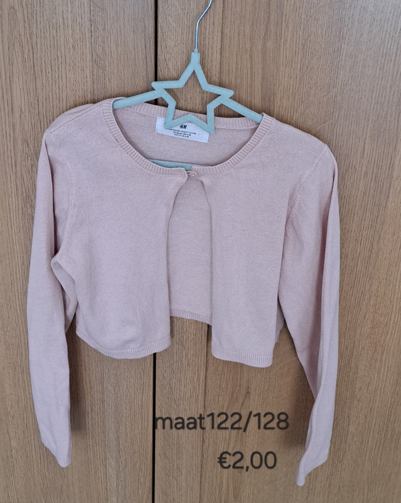 Bolero in lichtroze maat 122/128, Kinderen en Baby's, Kinderkleding | Maat 122, Ophalen, Gebruikt, Meisje, Trui of Vest