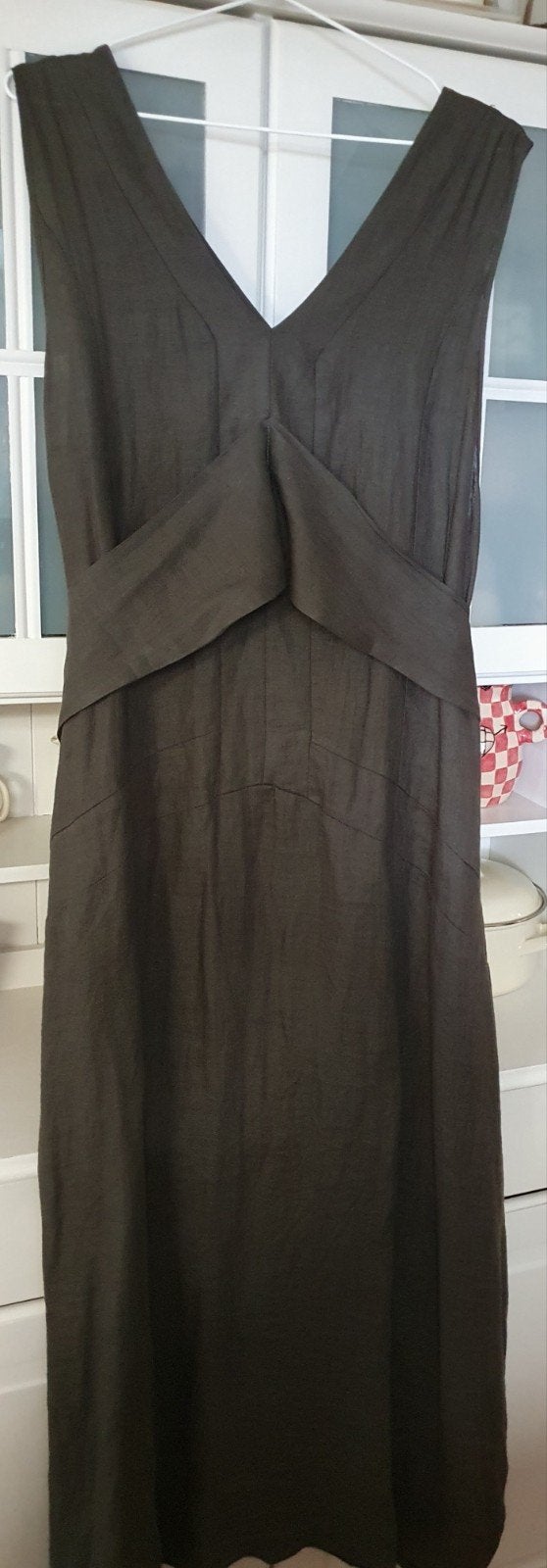 Sarah Pacini linnen lange jurk chocolade bruin, Maat 38/40 (M), Bruin, Sarah Pacini, Ophalen of Verzenden