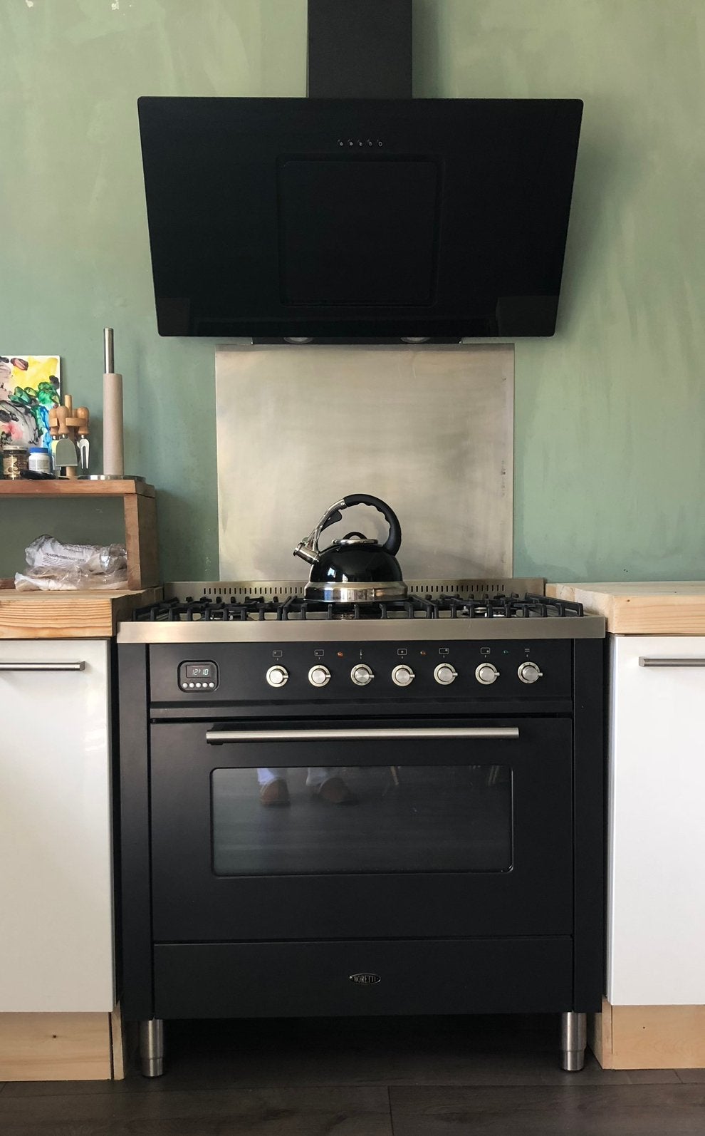 Boretti zwart gasfornuis 90cm, Witgoed en Apparatuur, Fornuizen, Ophalen, 60 cm of meer, Zo goed als nieuw, Gas