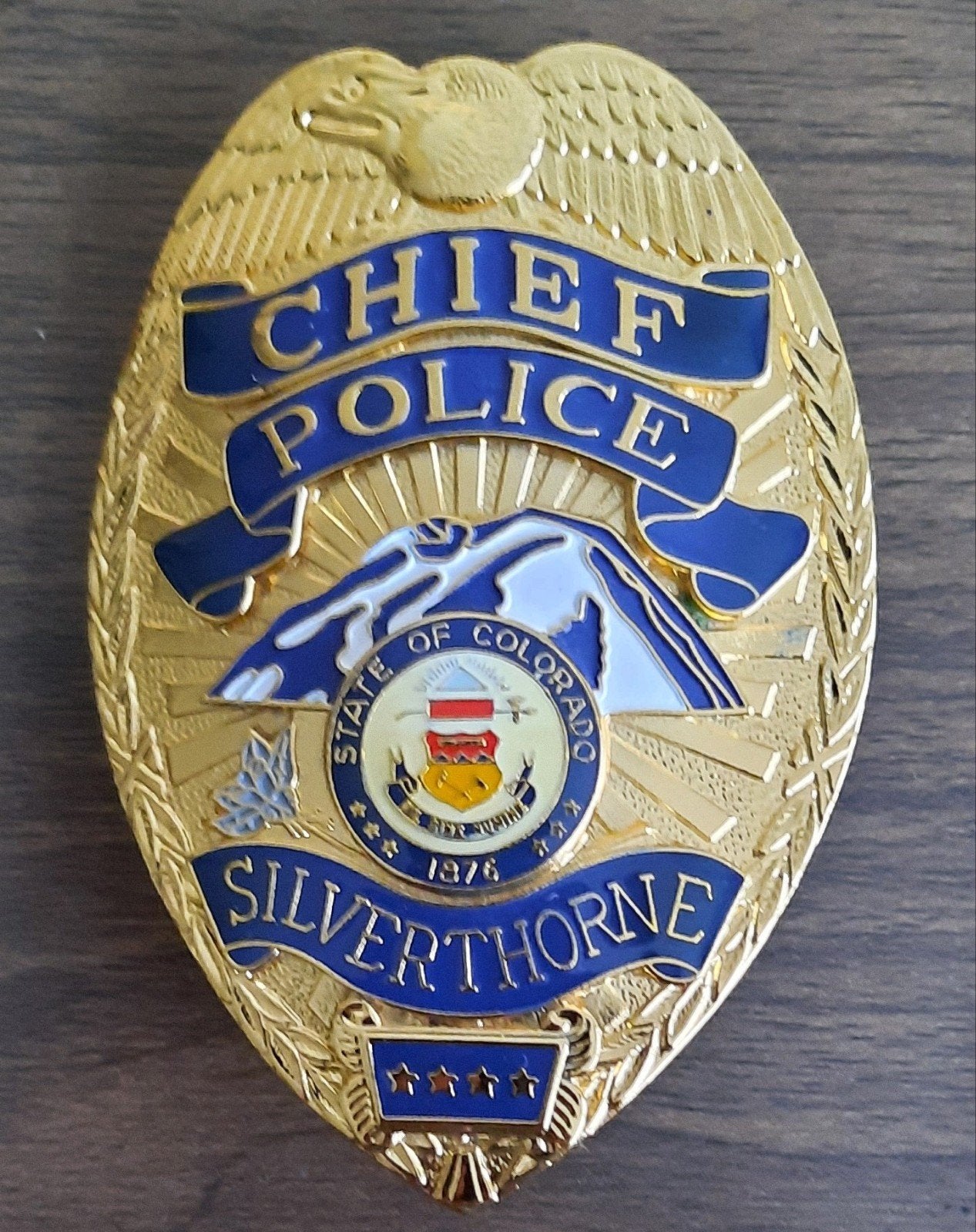 Politie Silverthorne police chief badge, Verzamelen, Verzenden, Overige soorten, Amerika, Embleem of Badge