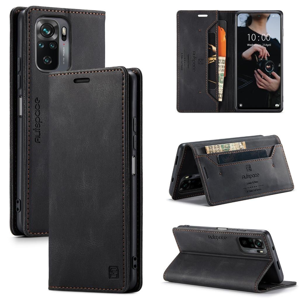 Luxe Flip Case met Kaarthouder voor Redmi Note 10s _ Zwart, Verzenden, Nieuw, Hoesje of Tasje