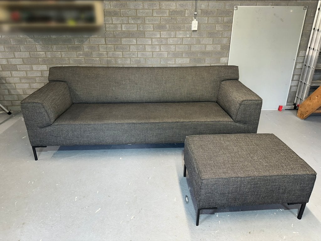 Design on stock Bloq 3-zits bank met originele poef, Ophalen, Gebruikt, Driepersoons, 75 tot 100 cm