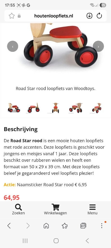 Foto 6 van Road star houten loopfiets