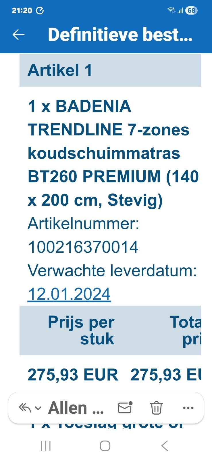 Matras en Topper, Eén persoon