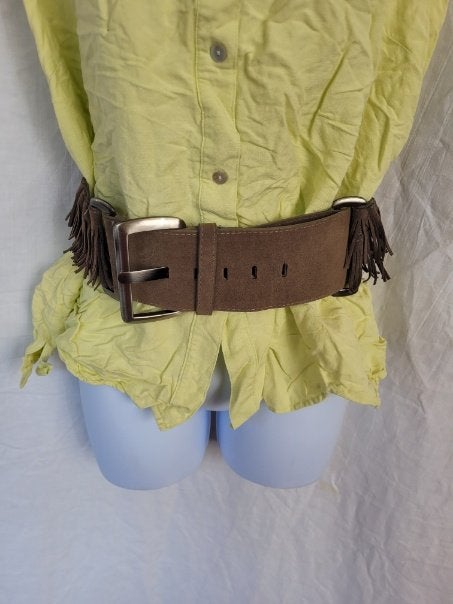 Gave riem met franjes, deels elastisch, 80 tot 90 cm, Bruin, ., Tailleriem