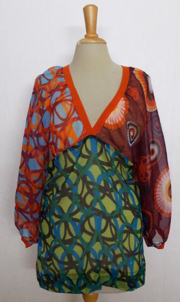Vrolijke print tuniek/top! M, Kleding | Dames, Maat 38/40 (M), Zo goed als nieuw, Lange mouw, Meerkleurig