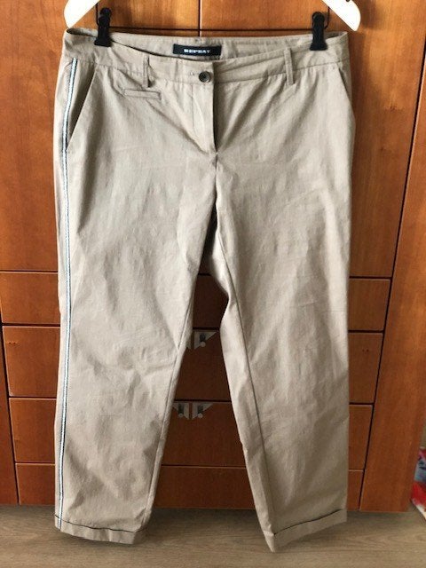 Repeat kaki katoenen pantalon maat 42 nieuw, Kleding | Dames, Verzenden, Maat 42/44 (L), Nieuw, Lang
