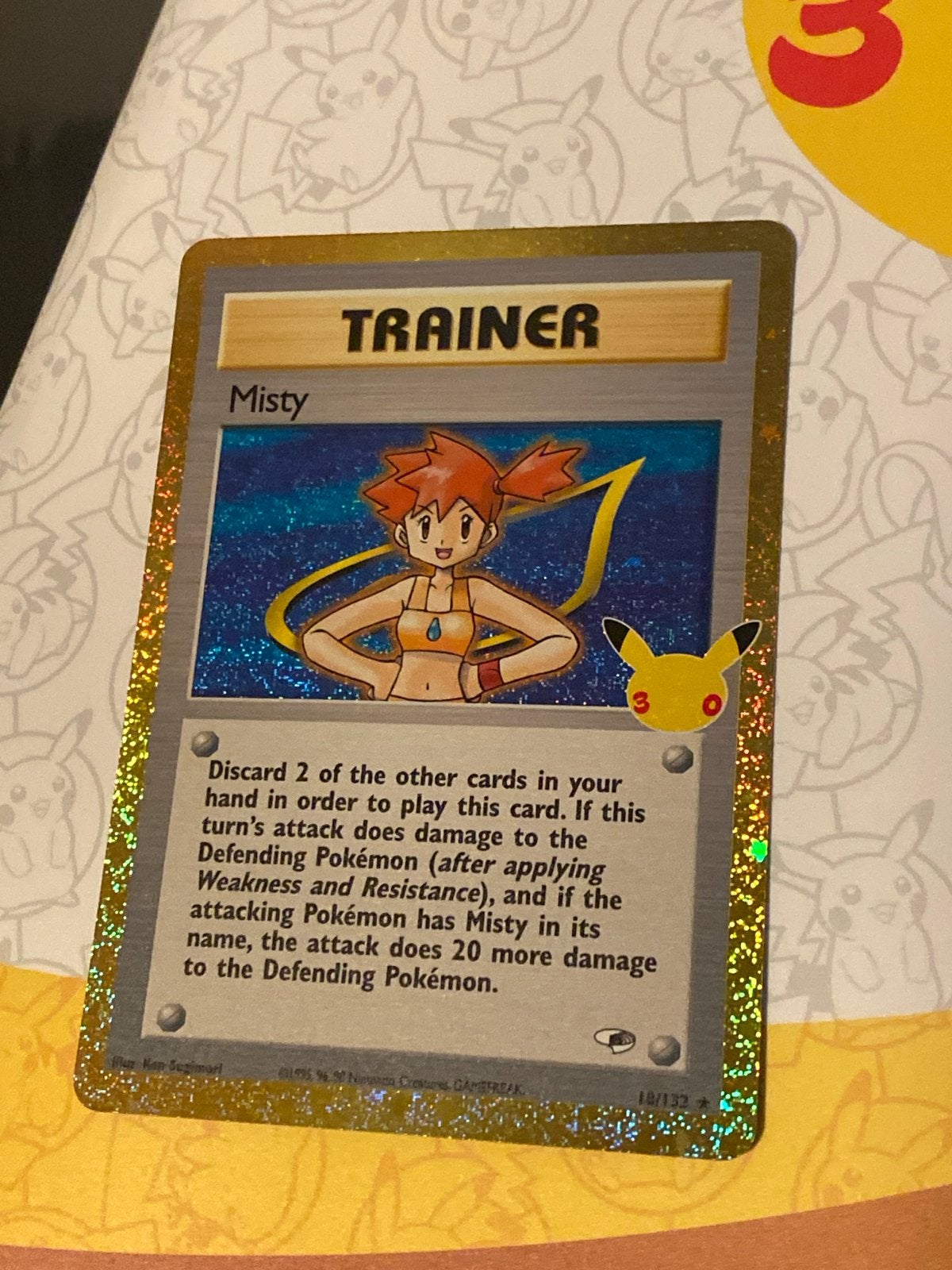 Misty Trainer Kaart 18/132 - Celebrations Pokémon, Hobby en Vrije tijd, Ophalen of Verzenden, Nieuw, Losse kaart, Foil
