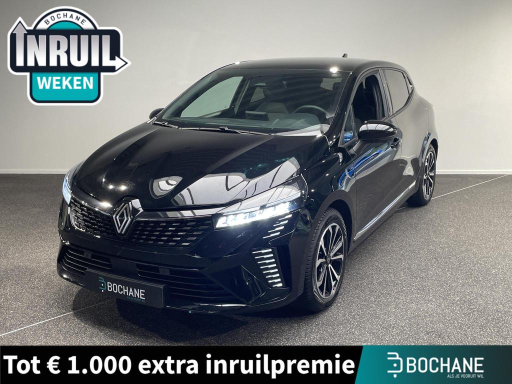Renault Clio 1.6 E-Tech Full Hybrid 145 techno | 360° Camer, Auto's, Gebruikt, Met garantie (alle), Leder en Stof, Zwart
