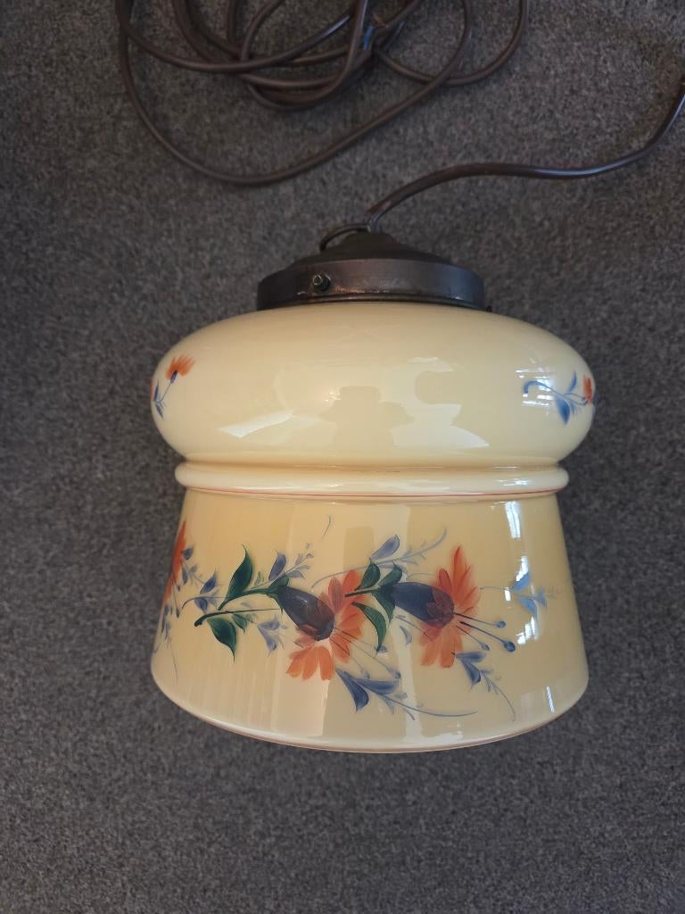 Art deco hanglamp van glas, Art deco, vintage, antiek, klassiek, Ophalen of Verzenden, Minder dan 50 cm, Glas