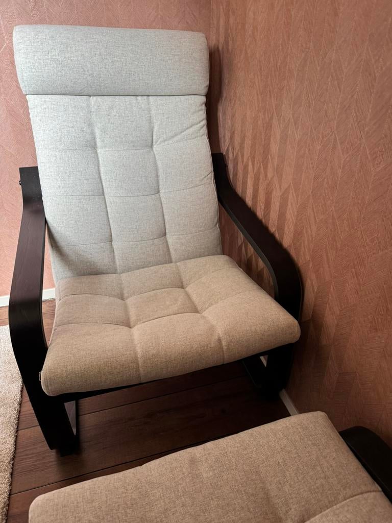 nieuw fauteuil met voetenbankje, Ophalen, 75 tot 100 cm, Zo goed als nieuw, Stof