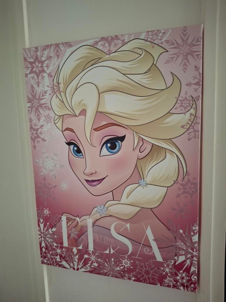 Elsa Frozen Canvas Schilderij 70x50, Ophalen of Verzenden, Zo goed als nieuw, Minder dan 50 cm, Schilderij