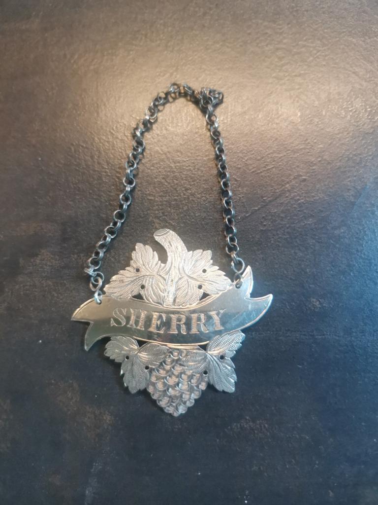 Antieke Zilver kleurige Sherry Drankhanger, Antiek en Kunst, Ophalen of Verzenden, Zilver