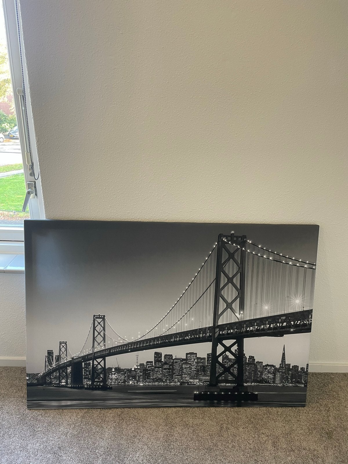 Canvas schilderij skyline (zwart-wit), Ophalen, Zo goed als nieuw, Schilderij, 100 tot 125 cm