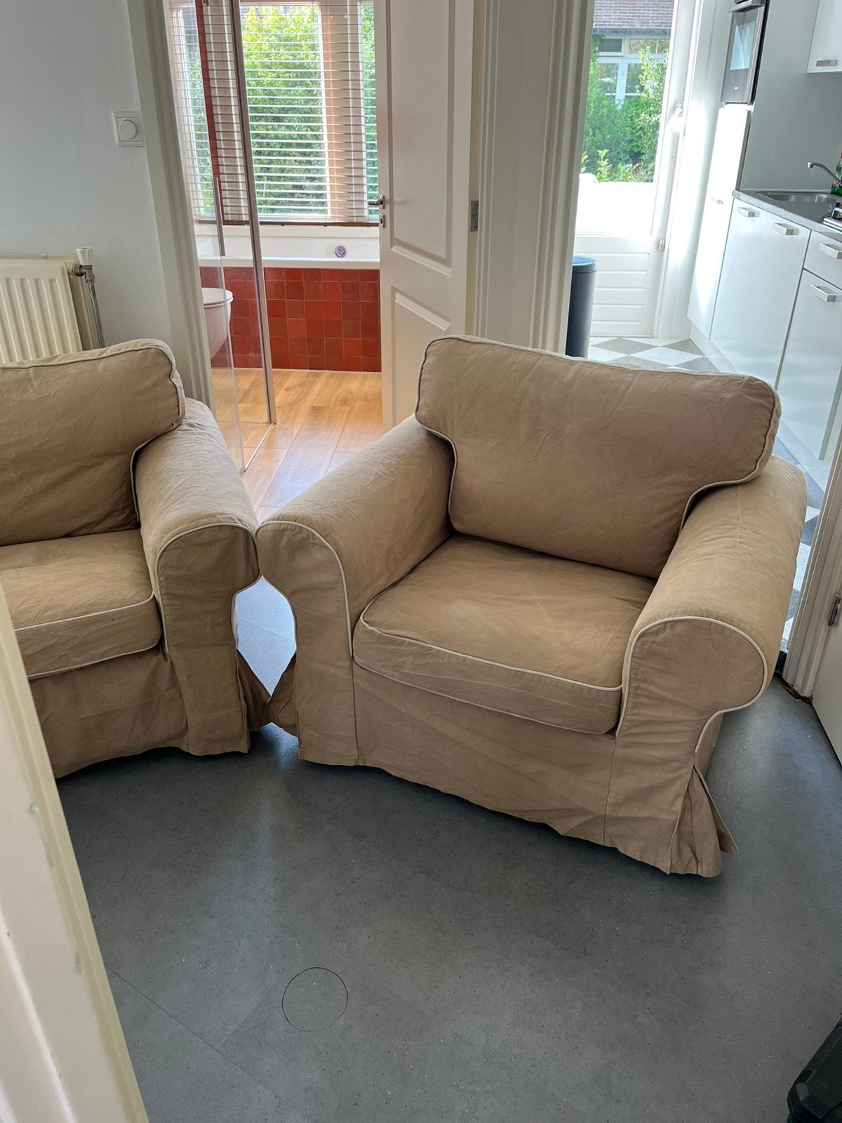 Fauteuils Ektorp - Ikea - beige, Ophalen, Gebruikt, 75 tot 100 cm, 100 tot 125 cm