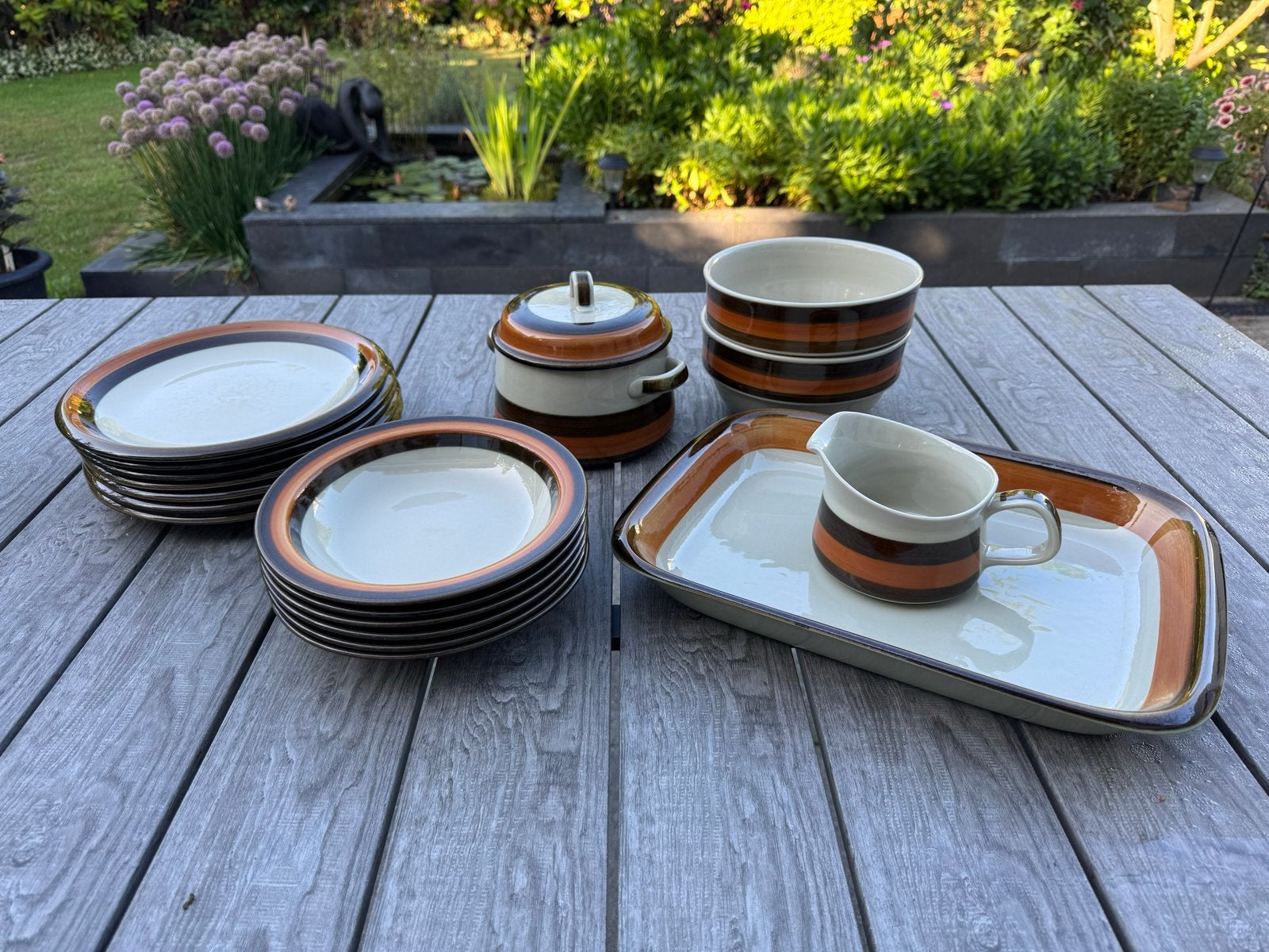 6-delig porseleinen servies - Oven- en vaatwasserbestendig, Ophalen, Gebruikt, Overige stijlen, Porselein