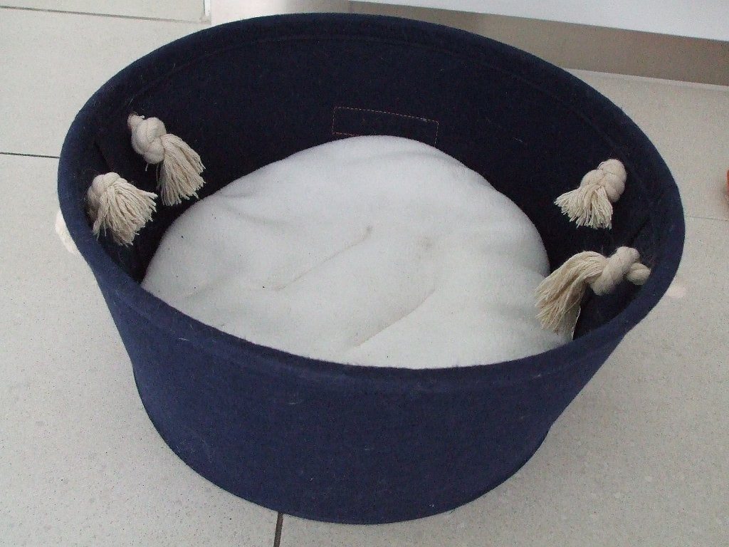 kattenmandje, vilt, blauw, zgan, Ophalen of Verzenden, Zo goed als nieuw, Riet