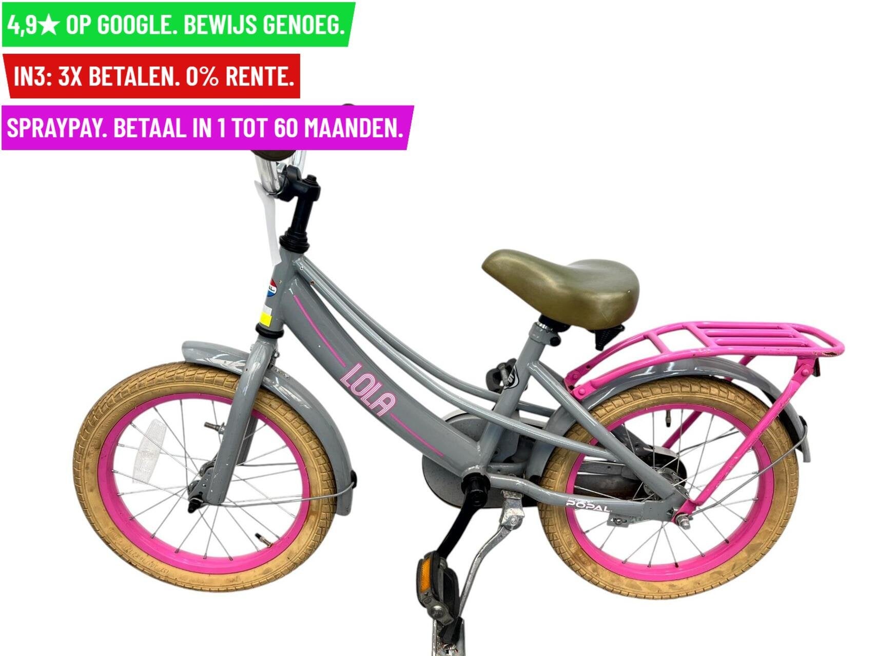 Meisjesfiets Popal Lola 16"/26cm/1ver - Garantie/Levering, Fietsen en Brommers, Fietsen | Meisjes, 9713 Bv Groningen, Gebruikt