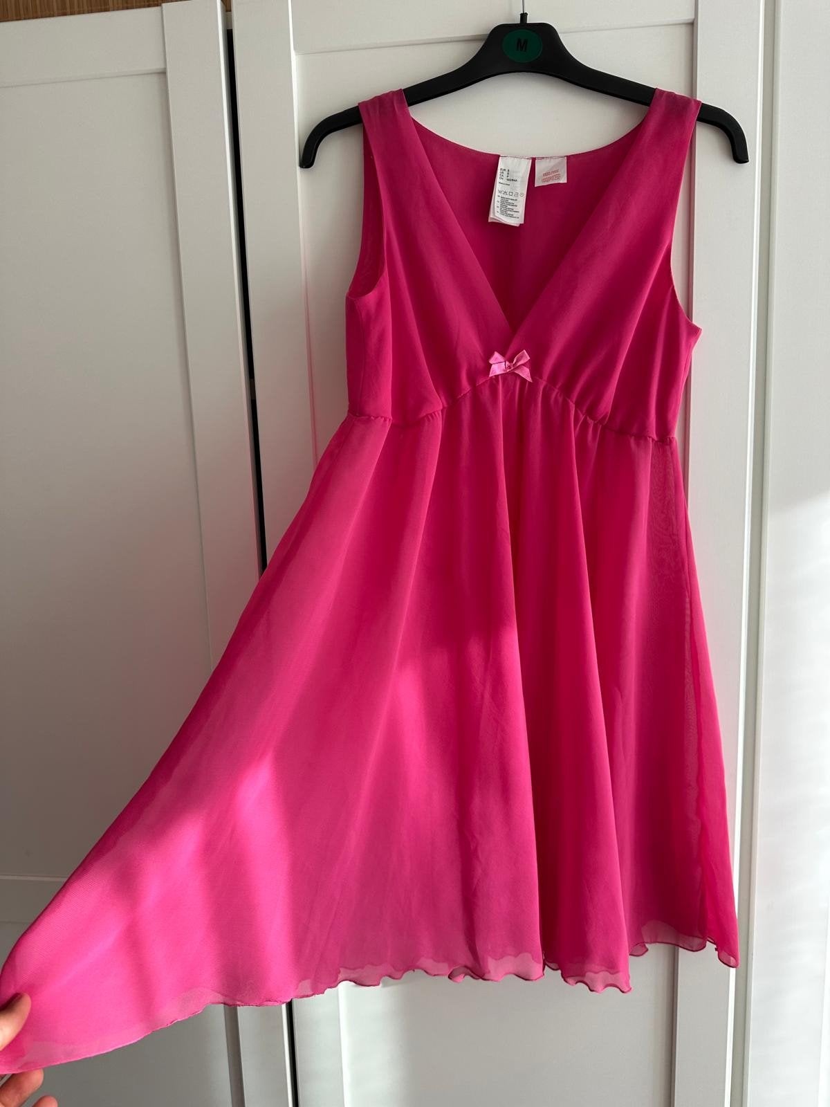 Roze H&M jurk maat S, H&M, Verzenden, Zo goed als nieuw, Knielengte