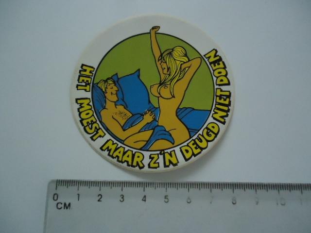 sticker oud Strip pinup bloot kermis vintage deugd pin up, Verzenden, Zo goed als nieuw, Bedrijf of Vereniging