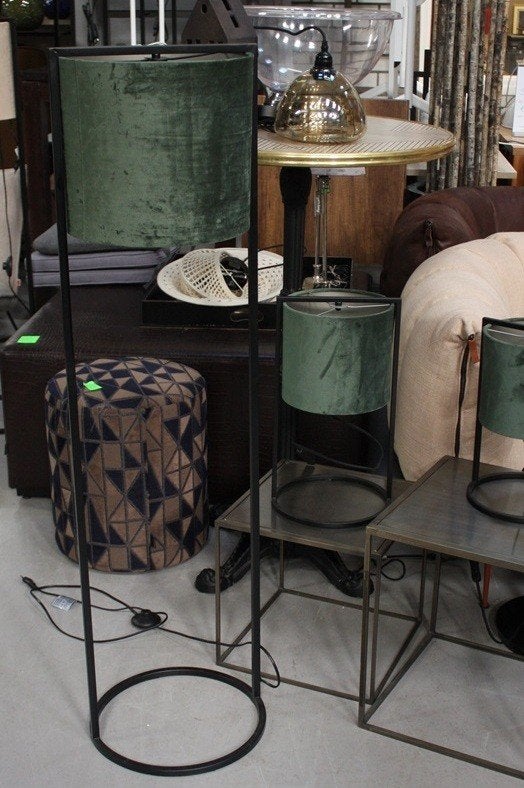 Vloerlamp + tafellamp Santos metaal velvet donkergroen