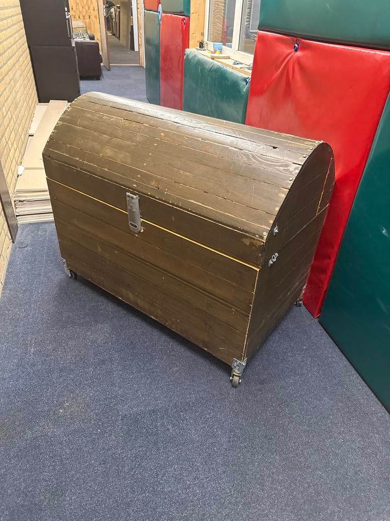 Houten kist op wielen, 120 cm breed, Huis en Inrichting, Woonaccessoires | Kisten, Ophalen, Gebruikt, 100 tot 150 cm, 100 tot 125 cm