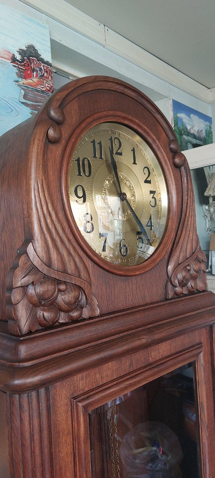Antieke staande klok met slinger en 200x30x60cm, Ophalen of Verzenden