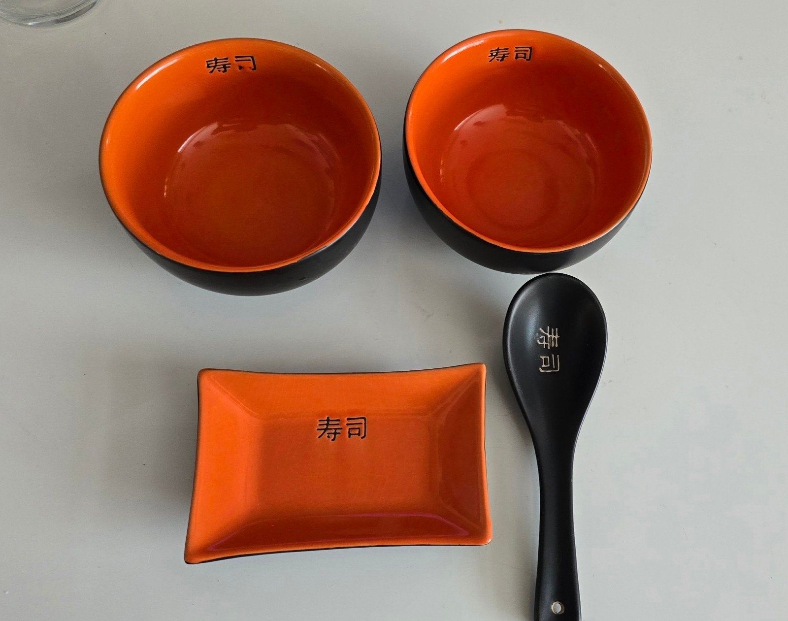 Nieuw traditioneel sushiservies - Zwart/Oranje, Klassiek, Nieuw, Ophalen of Verzenden, Glas