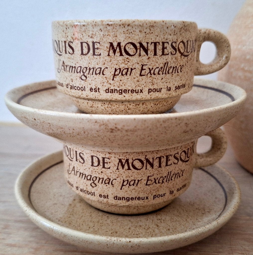 Vintage kleine Armagnac Kopjes en Schotels - Set van 2, Ophalen of Verzenden