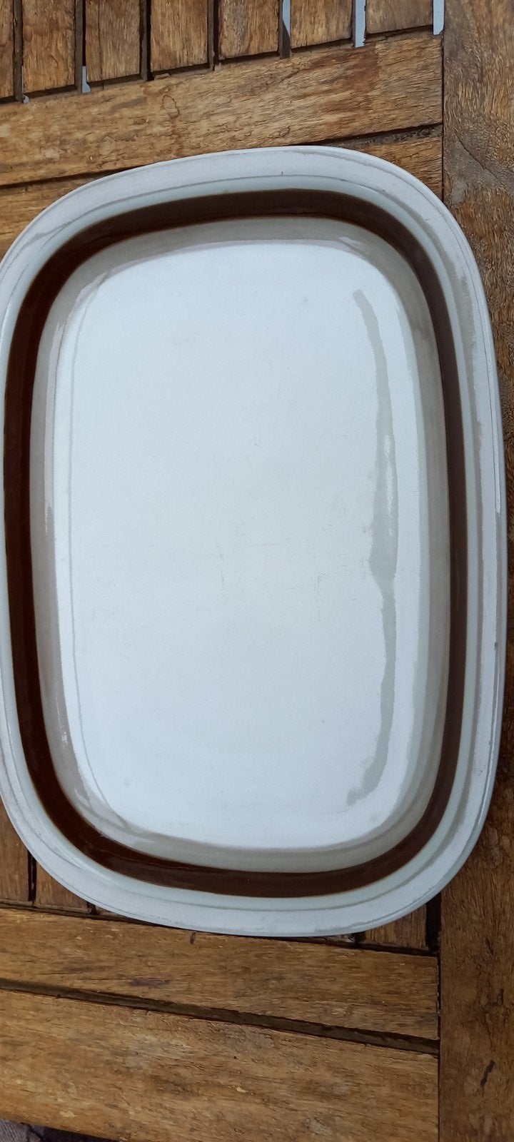 Arabia Finland bord, bruin/wit, vintage, Ophalen of Verzenden
