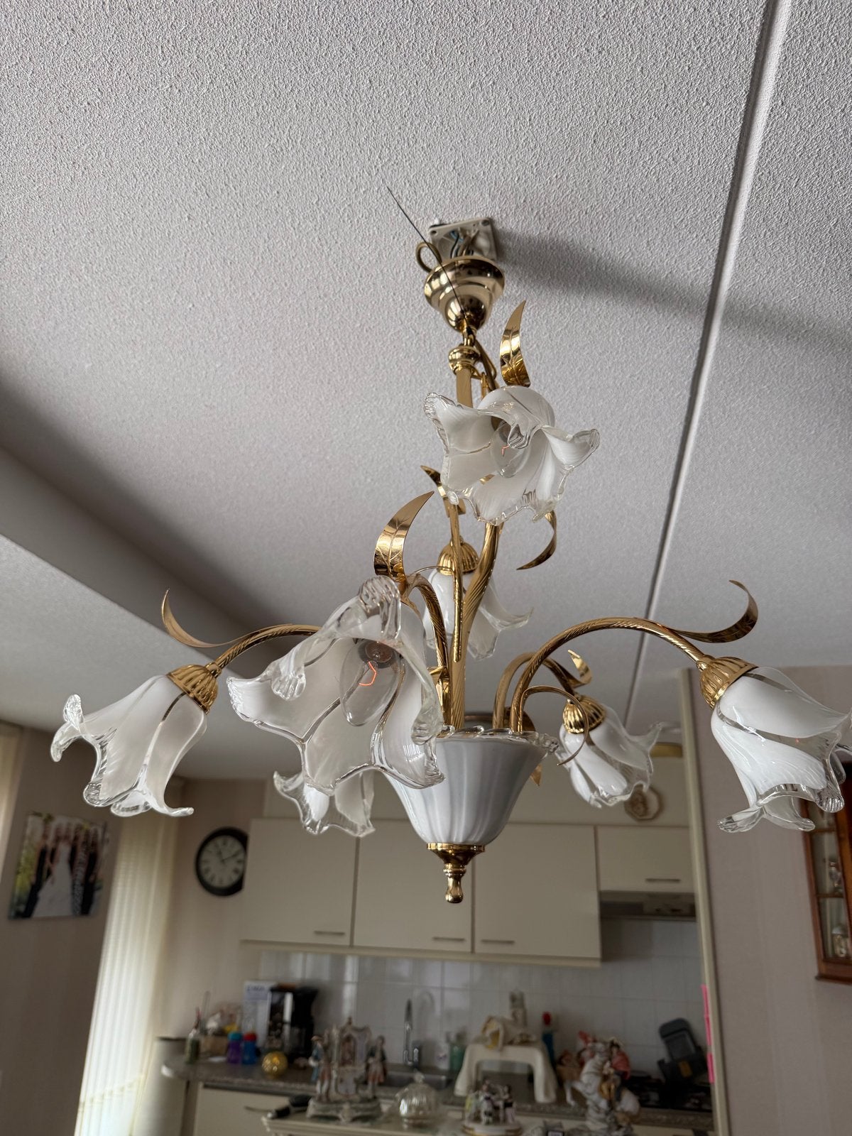 Complete set : hanglampen, wandlampen, tafella, Huis en Inrichting, Ophalen, Gebruikt, Glas, E14 (klein)