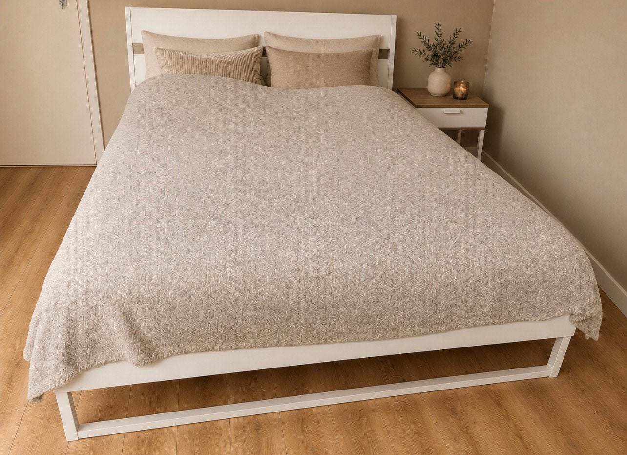 Slaapkamer bed 180cm bij 200 lade kast en spiegel, Ophalen, Overige materialen, Gebruikt, Wit