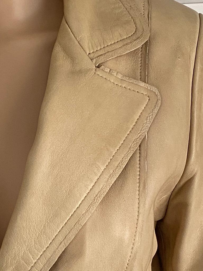 K109 Echt leren jasje maat S=36 blazer colbert leer beige, Transmission, Beige, Ophalen of Verzenden, Zo goed als nieuw