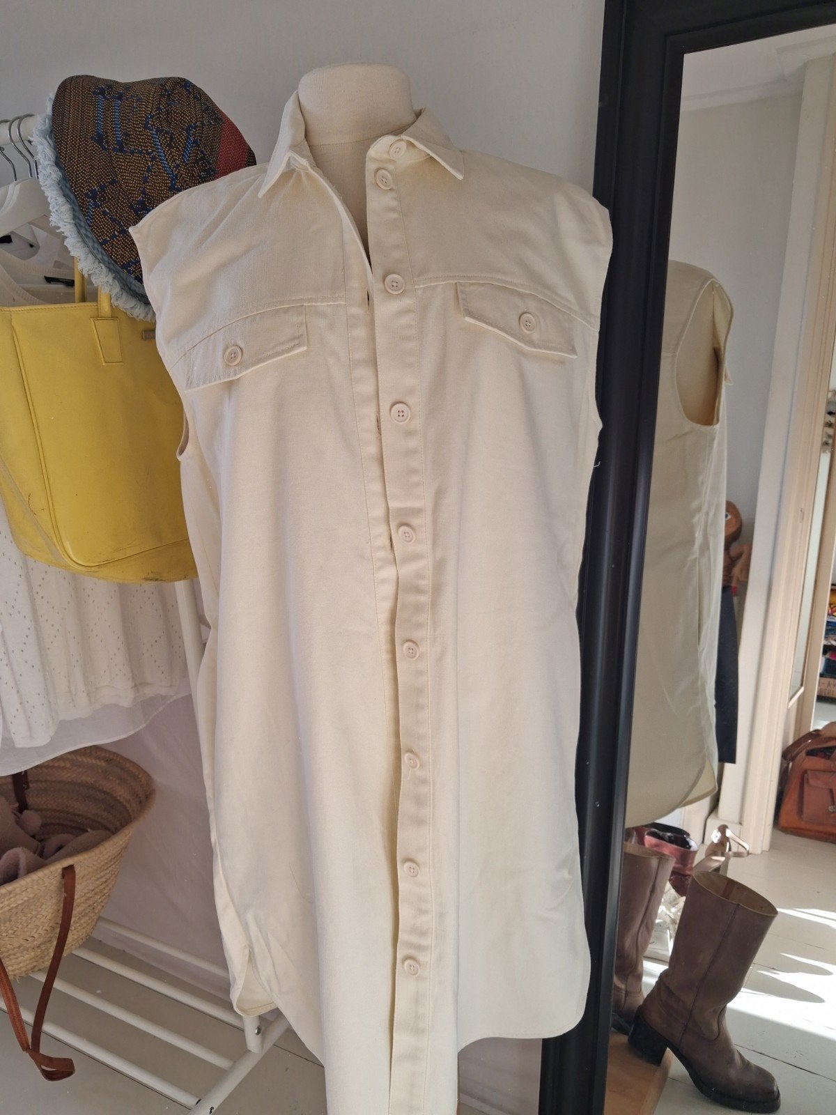 Samsøe Samsøe Therese Shirt Dress Angora Maat M, Maat 38/40 (M), Samsøe Samsøe, Beige, Nieuw